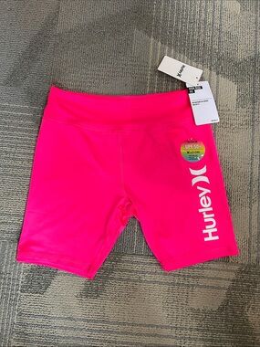 Hurley Girls Neon Pink Active Bike Shorts with 50+ UPF NWT